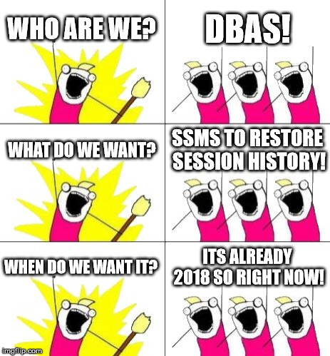 DBAs restore session history